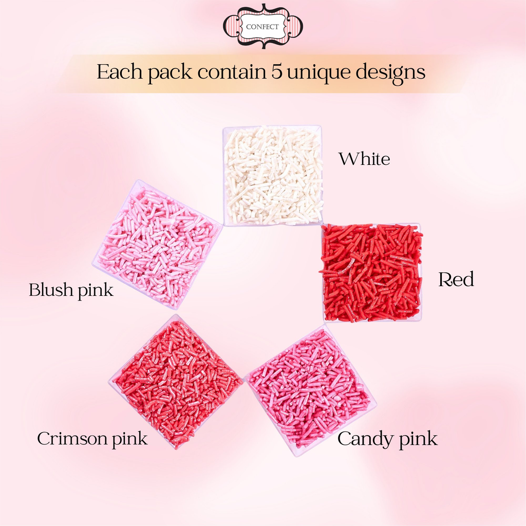 Confect Valentine Sprinkles | 04 Edible Decoration for Baking & Dessert | Grocsy