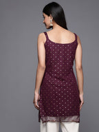 Ahalyaa Geometric Printed Net Tunic With Lace Inserts | Grocsy