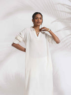 trueBrowns White Cotton A-line Kurta Set | Grocsy