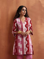 trueBrowns Pink Geometric Print Kurta Co-ord Set | Grocsy