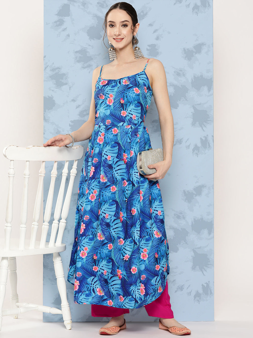 InWeave Women's Blue Pink Japanese Art Strappy Set | Grocsy