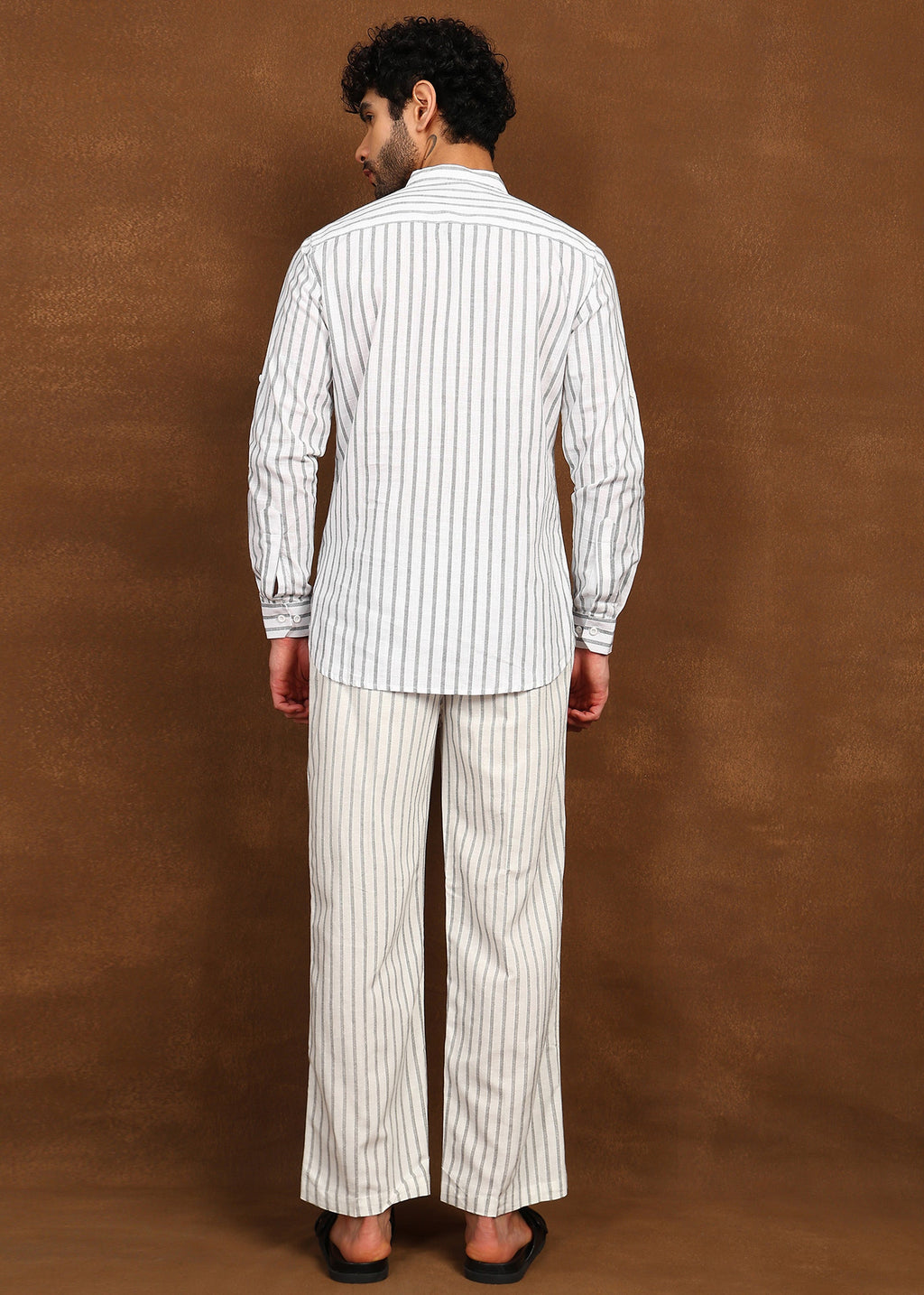 Fabmade Drift Pinstripe Linen Co-Ord Set | Grocsy