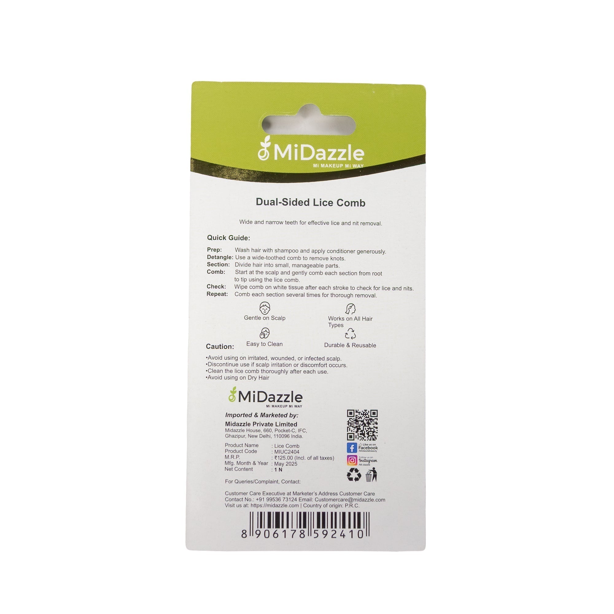 MiDazzle Lice Comb MIUC2404 | Grocsy