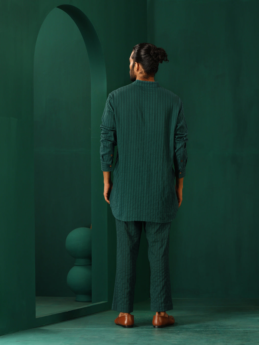 trueBrowns Men's Turquoise Dobby Co-ord Set | Grocsy
