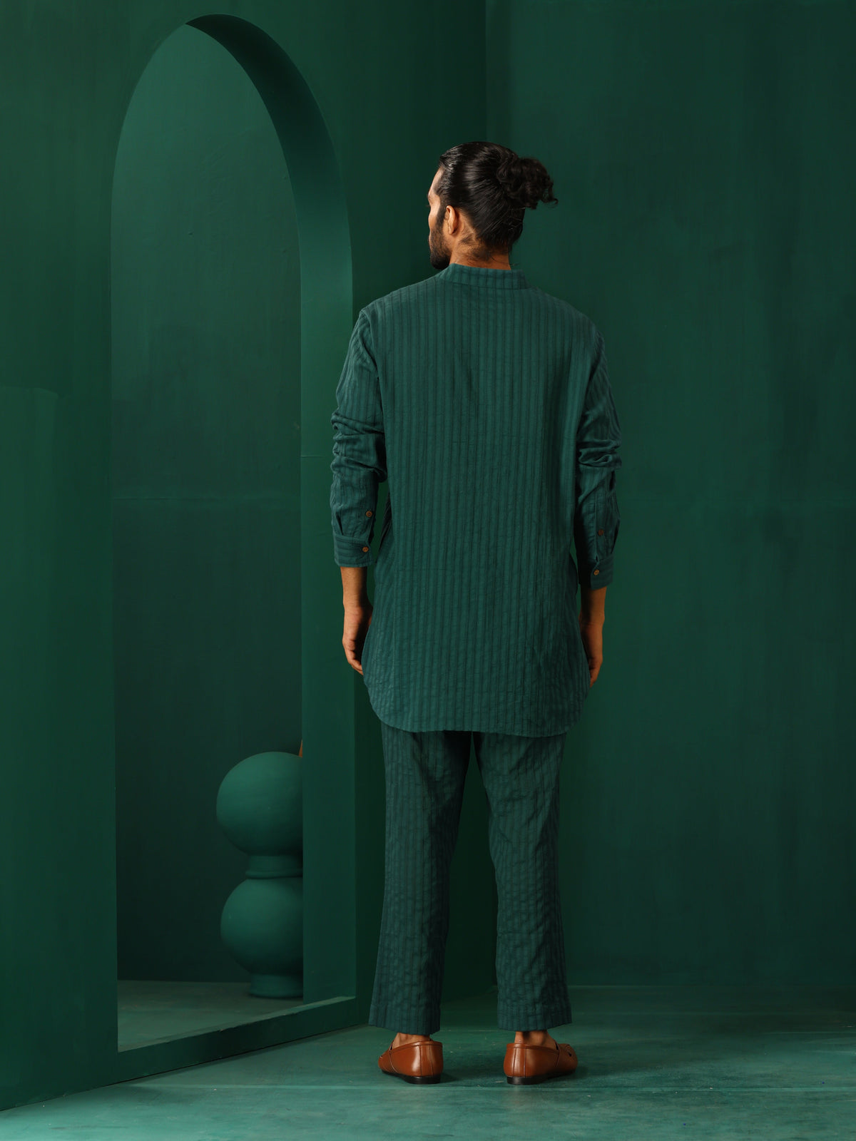 trueBrowns Men's Turquoise Dobby Co-ord Set | Grocsy