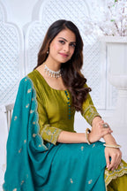 Anaita L Green Anarkali Readymade Suit with Embroidery Work | Grocsy