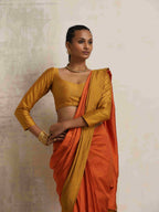 trueBrowns Orange Silk Ready To Wear Saree | Grocsy