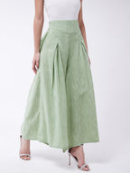 InWeave Women's Green Handloom Palazzo | Grocsy