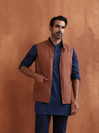 trueBrowns Men's Rust Printed Reversible Nehru Jacket | Grocsy
