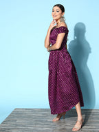 InWeave Women's Wine Brocade Dress | Grocsy