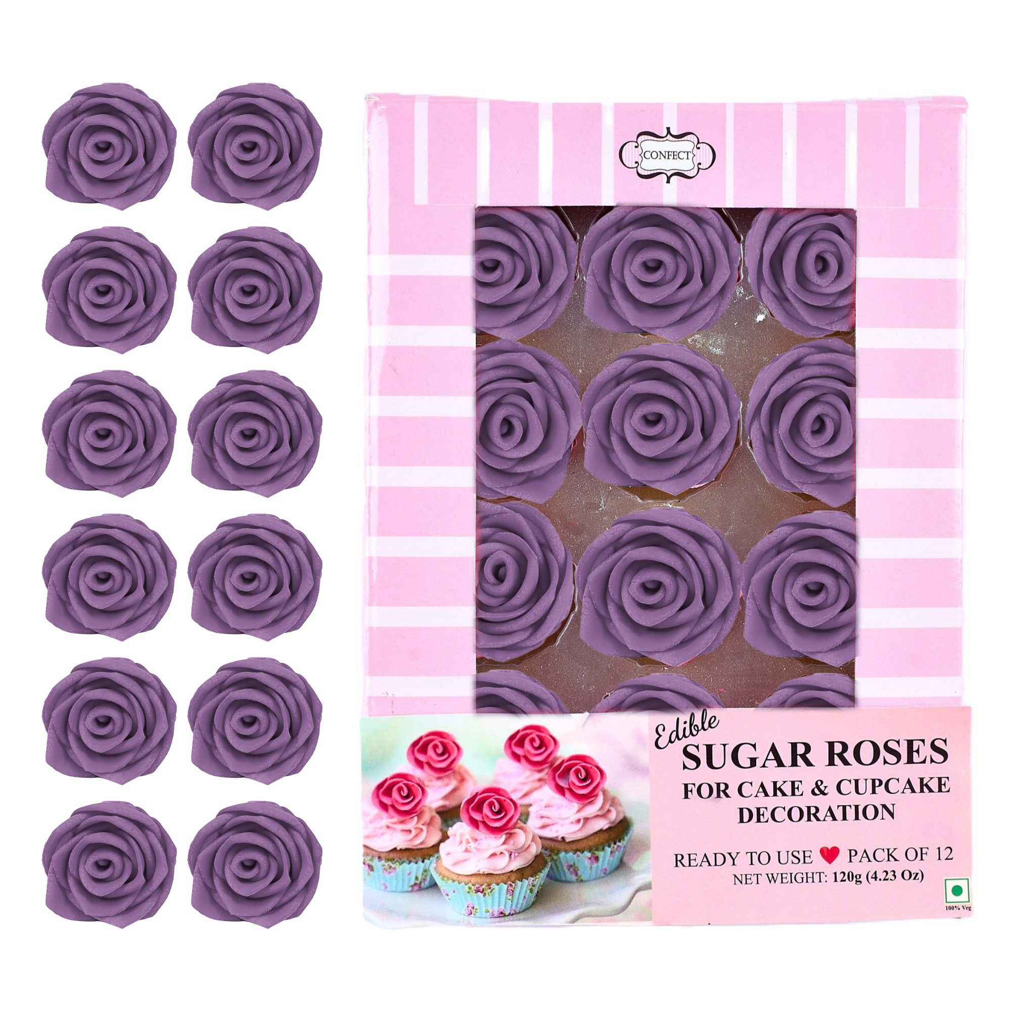 Confect True Purple | Edible Sugar Roses Topper | Grocsy