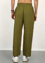 Fabmade Olive Stripe Linen Trouser | Grocsy