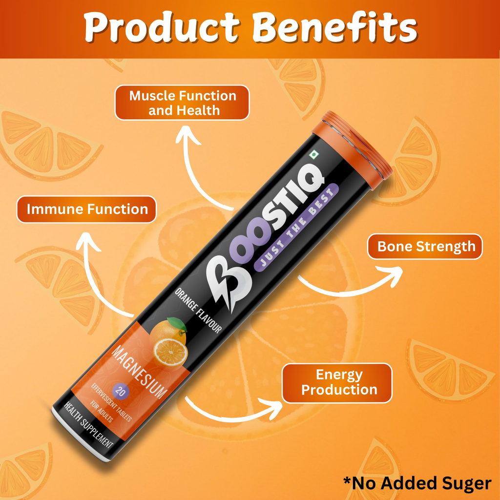 BOOSTIQ Magnesium Effervescent Tablets - Orange Flavour | Grocsy