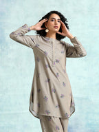 trueBrowns Sage Printed Velvet Co-Ord Set | Grocsy