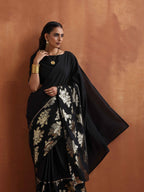 trueBrowns Black Metallic Ready To Wear Saree | Grocsy