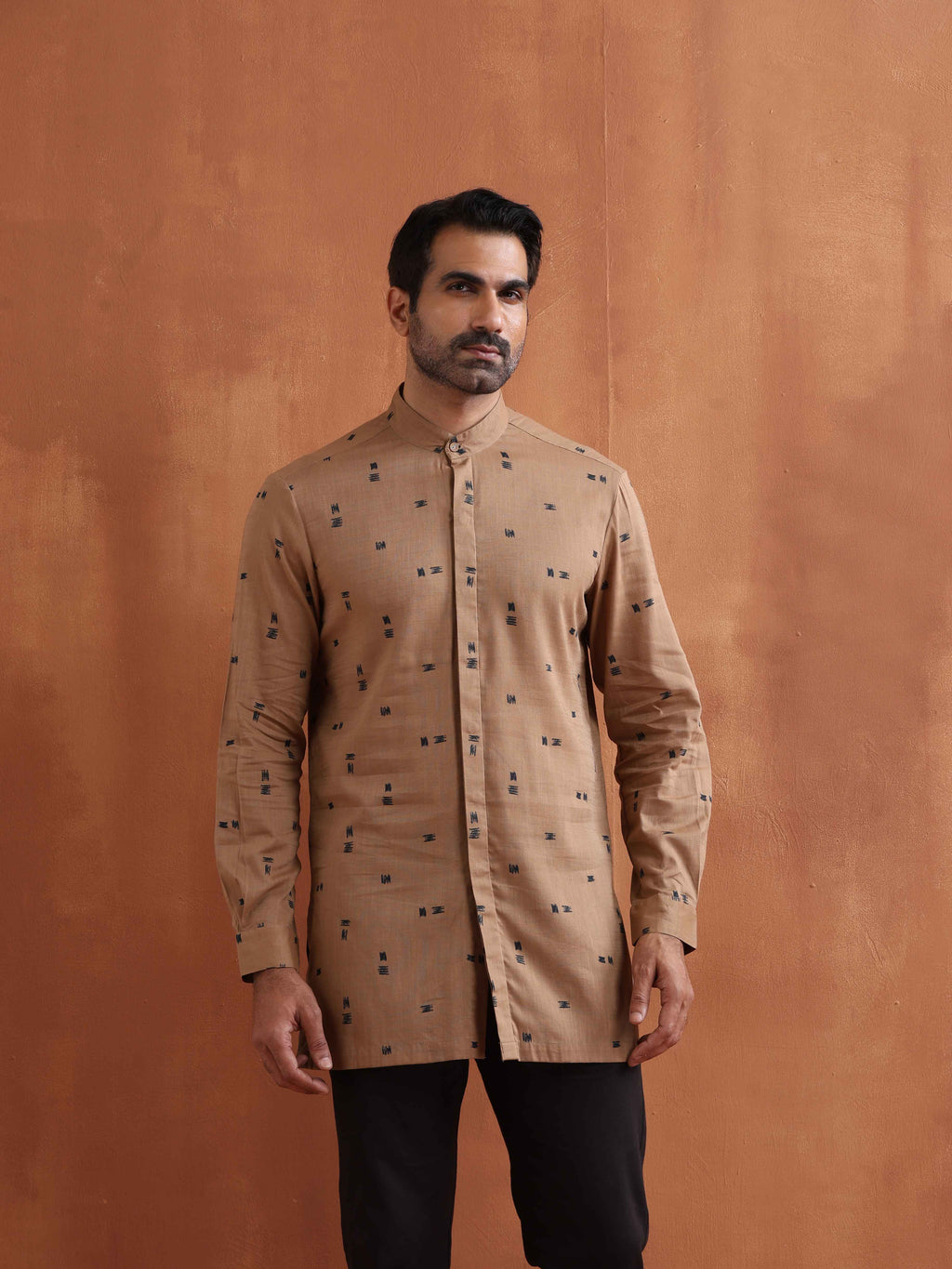 trueBrowns Men's Brown Printed Short Kurta | Grocsy