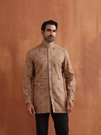 trueBrowns Men's Brown Printed Short Kurta | Grocsy