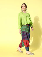 InWeave Women's Green Top With Multi Clr Harem Set | Grocsy