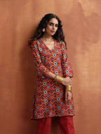 trueBrowns Rust Print Kurta Co-ord Set | Grocsy