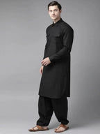 Fabmade Z Black Pathani Suit | Grocsy