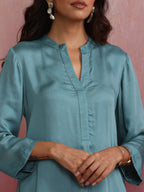 trueBrowns Light Blue Modal Straight Kurta Co-ord Set | Grocsy