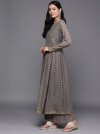 Ahalyaa Women Grey Floral Empire Kurta with Palazzos | Grocsy