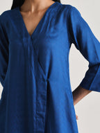 trueBrowns Ink Blue Angrakha Kurta Set | Grocsy