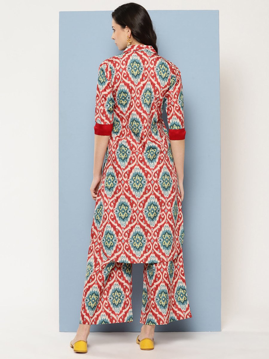 Ahalyaa Women Ethnic Motifs Printed Regular Gotta Patti Kurta with Palazzos | Grocsy