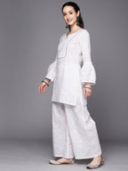 Ahalyaa Women Self Design Pure Cotton Tunic With Palazzos | Grocsy