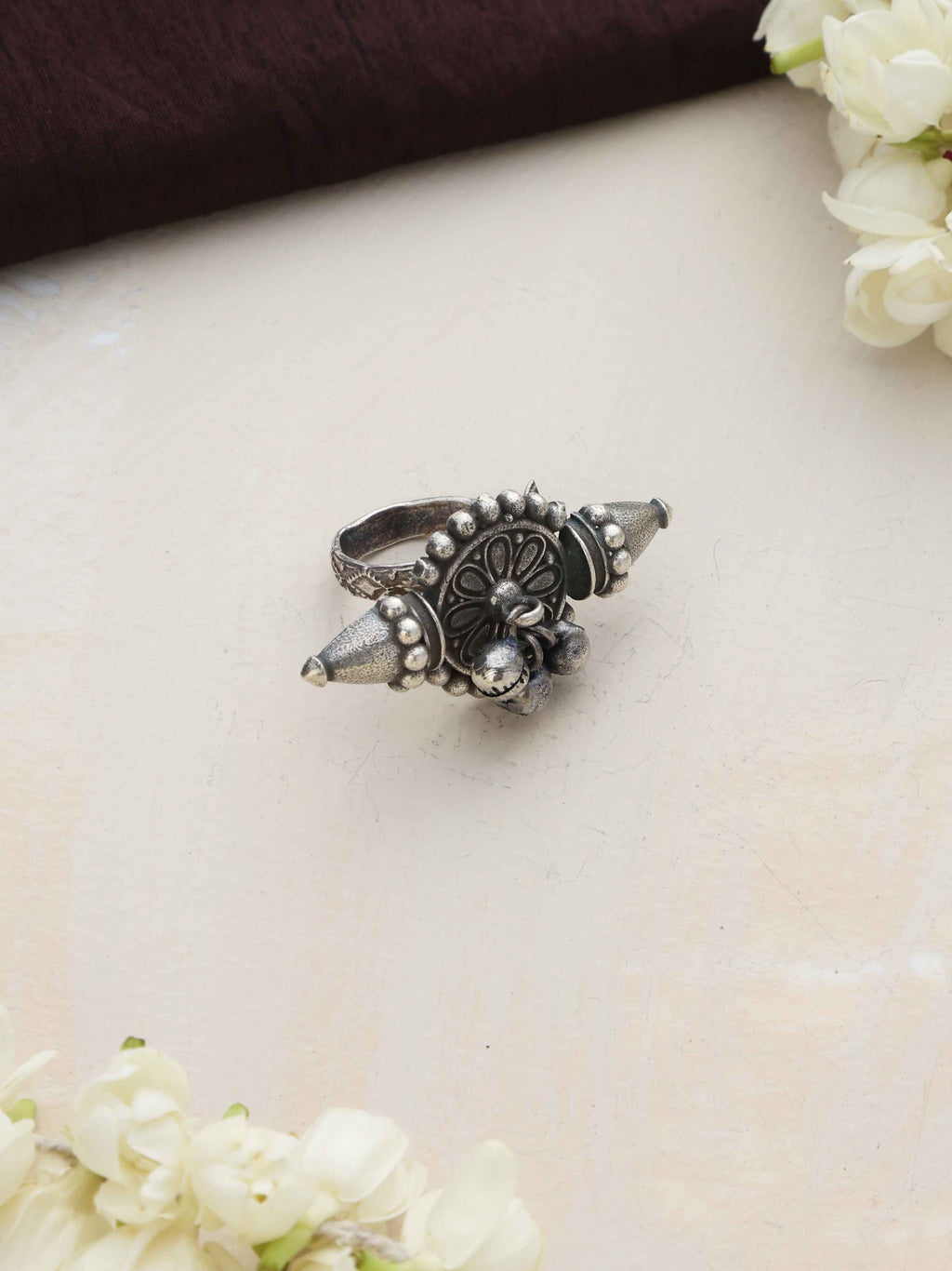 trueBrowns Silver Tone Ghungroo Ring | Grocsy