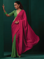 trueBrowns Green Muslin Silk Deep V-Neck Blouse | Grocsy