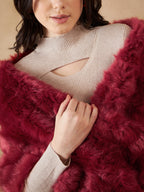 InWeave Women's Bright Rust Fur Cape | Grocsy