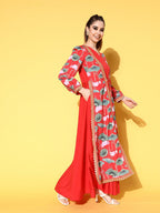 Ahalyaa Floral Printed Tie-Ups Maxi Ethnic Dress | Grocsy
