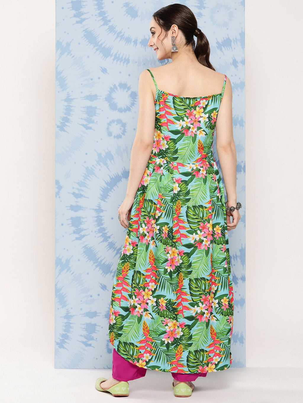 InWeave Women's Mint Green Leaf Japanese Art Strappy Set | Grocsy