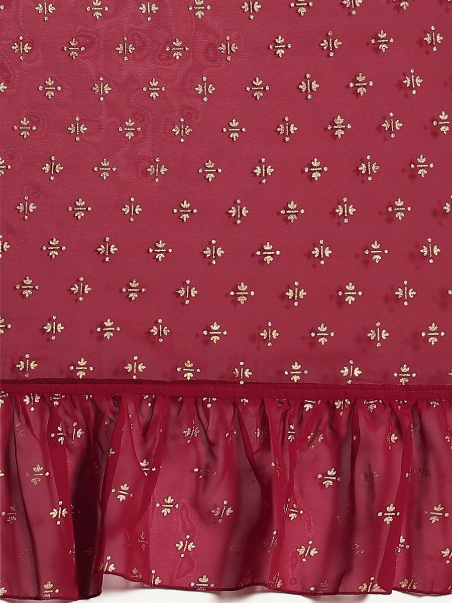Ahalyaa Printed Ready To Wear Ruffles Saree | Grocsy
