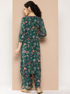 Ahalyaa Women Floral Printed Regular Gotta Patti Kurta with Palazzos | Grocsy
