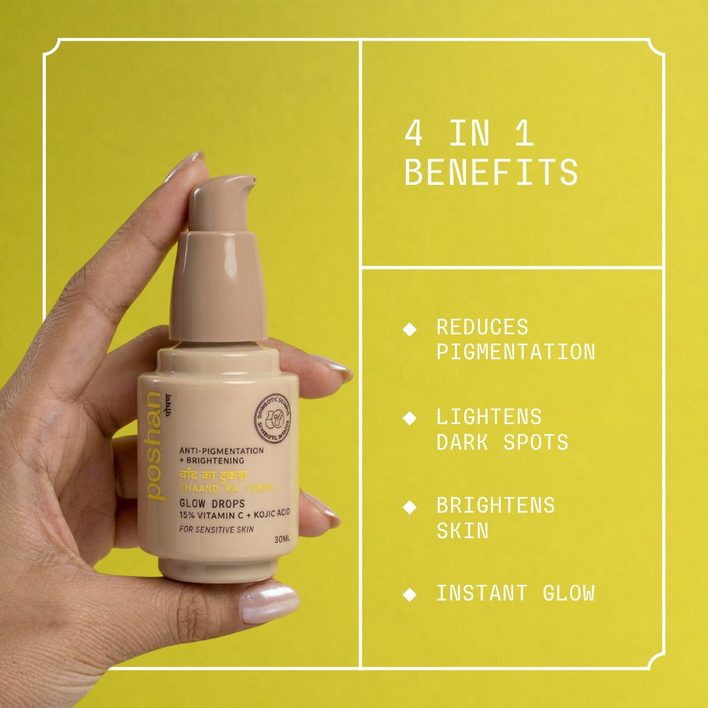 Poshan Skincare Chaand Ka Tukda 15% Vitamin C Glow Drops | Grocsy