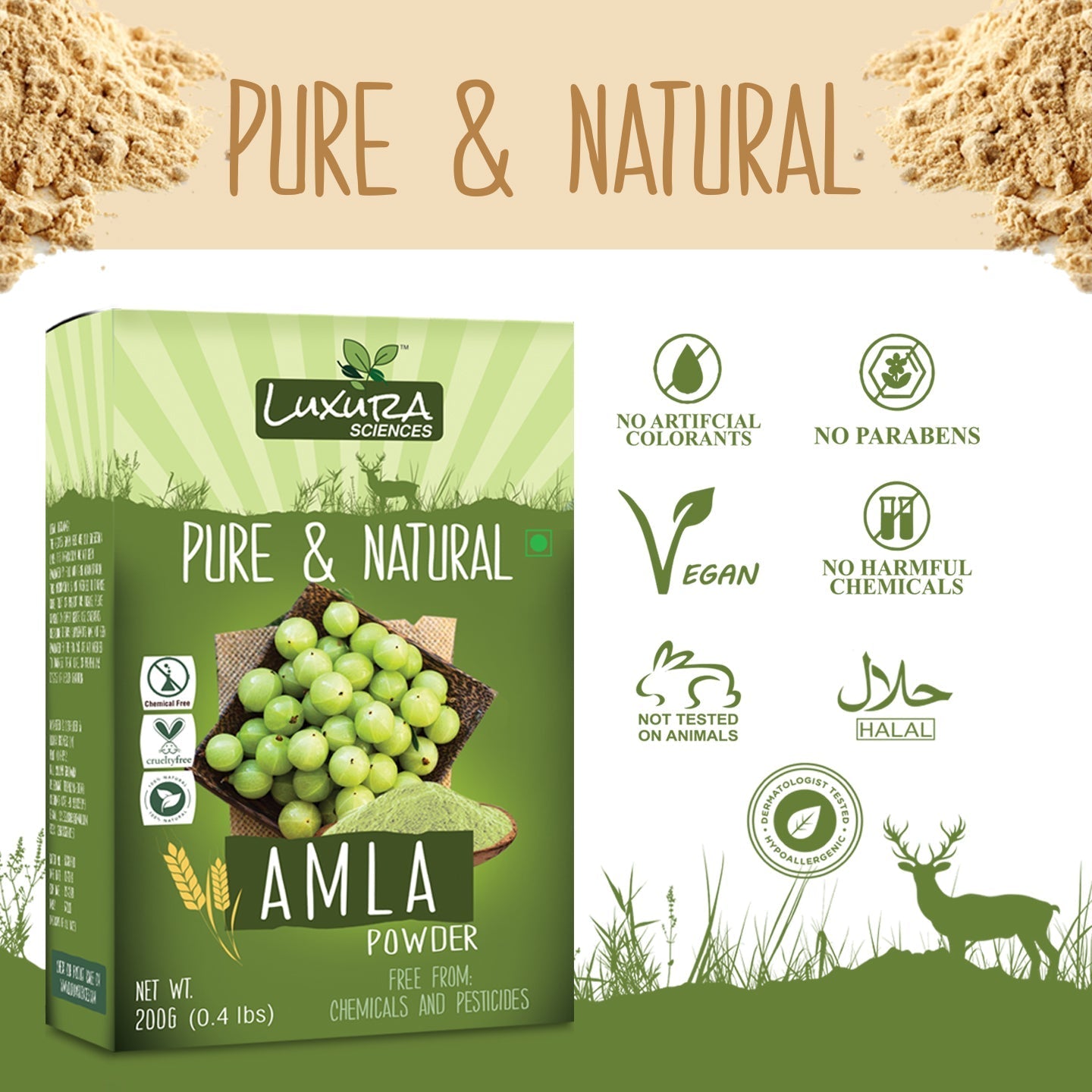 Luxura Sciences Pure Amla Powder For Hair Growth | Grocsy