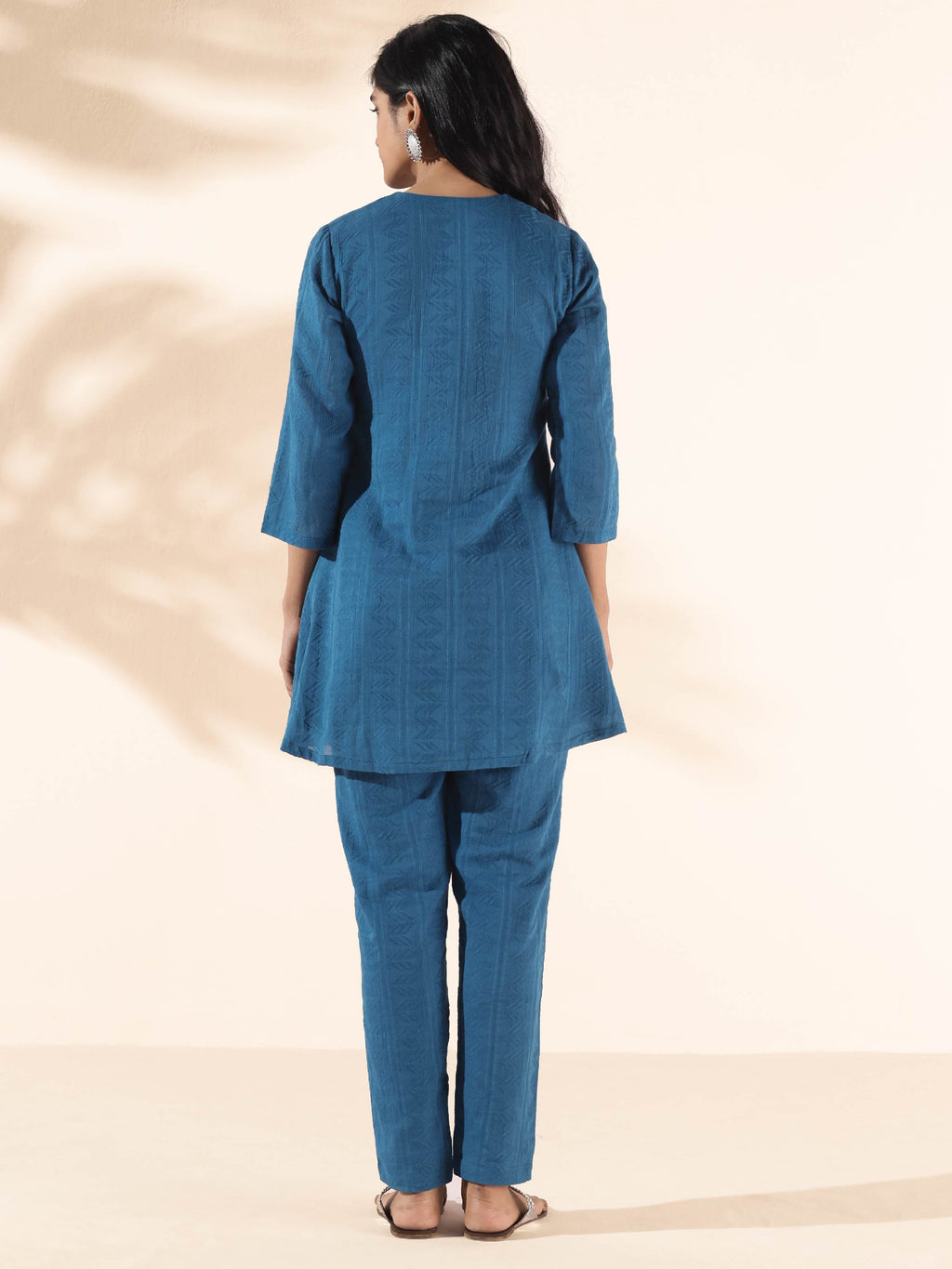 trueBrowns Blue Cotton Dobby Co-ord Set | Grocsy