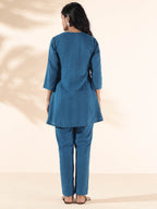 trueBrowns Blue Cotton Dobby Co-ord Set | Grocsy
