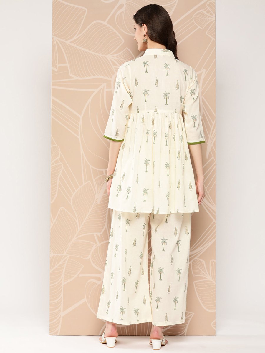 Ahalyaa Printed Cotton Tunic with Palazzos | Grocsy