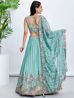 House of Panchhi Mauve Chiffon Sequins And Thread Embroidery Lehenga Choli & Dupatta | Grocsy