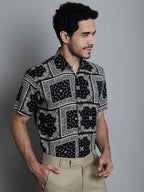 Jainish Men's Paisley Printed Formal Shirts - Black | Grocsy