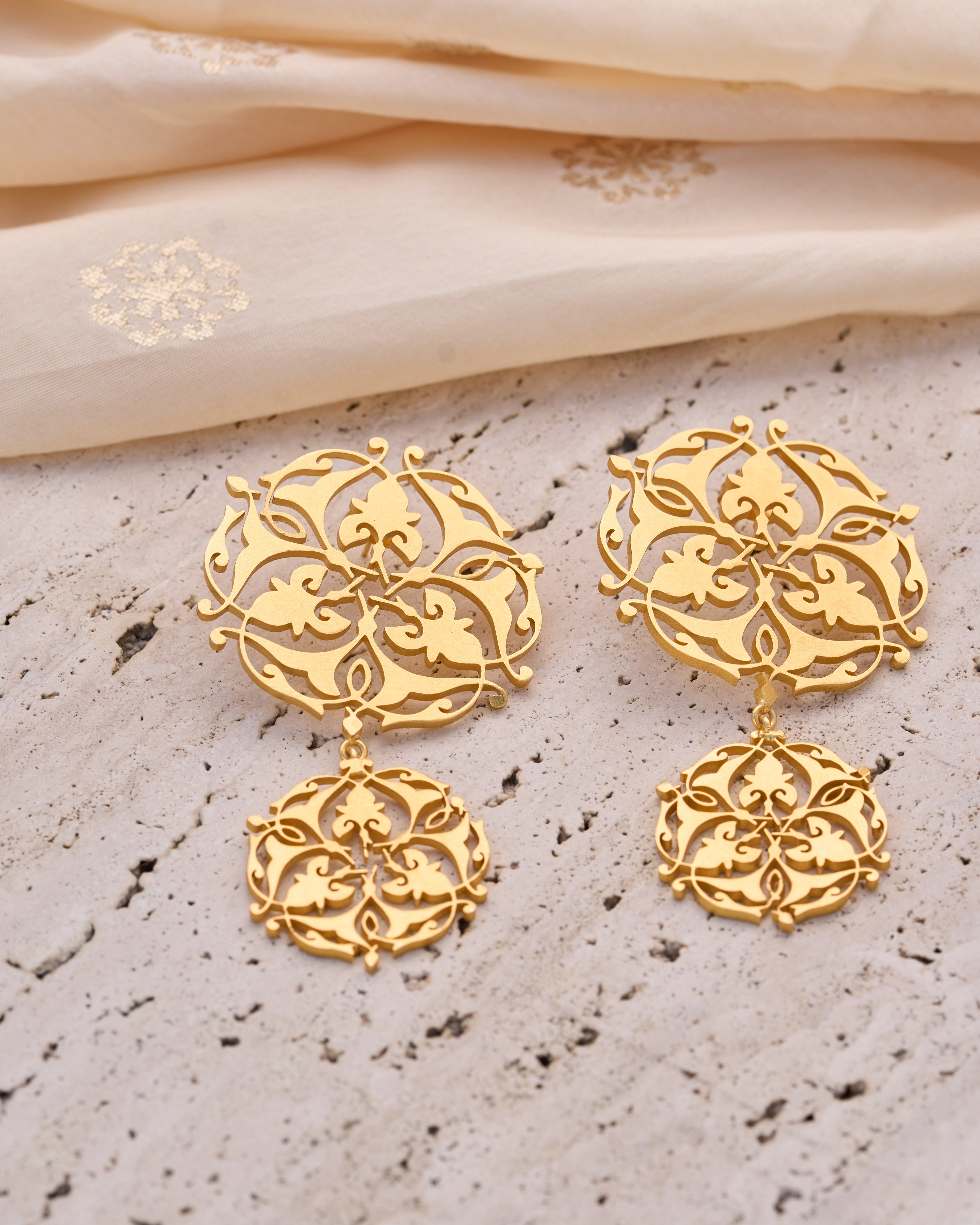 trueBrowns Gold-Polished Circle Drop Earrings | Grocsy