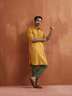 trueBrowns Men's Mustard Cotton Kurta | Grocsy