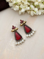 trueBrowns Silver Gold Tone Petal Dangle Earrings | Grocsy
