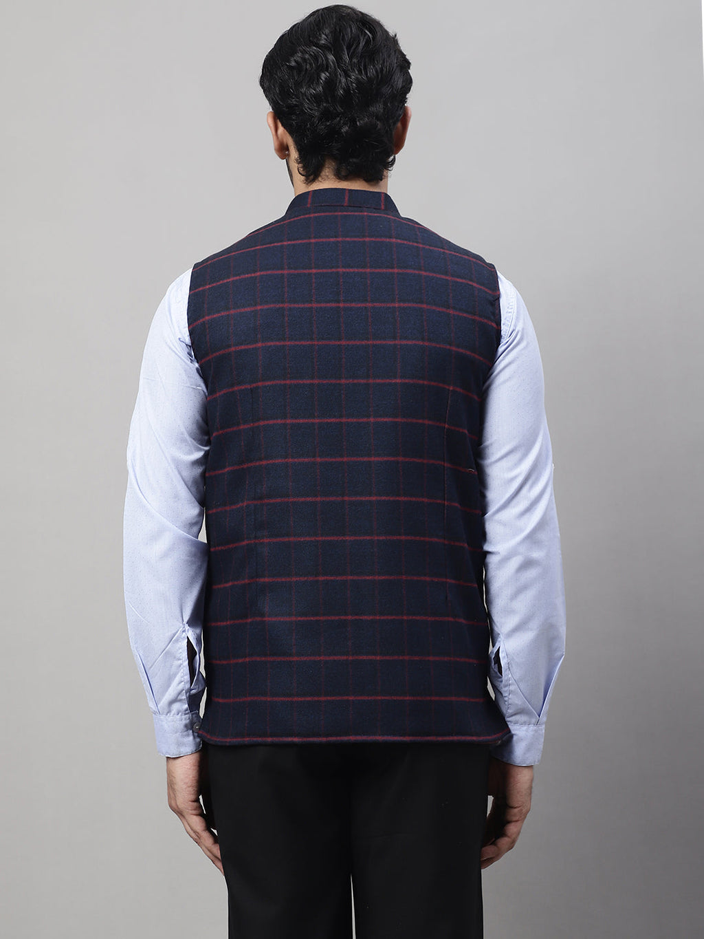 Even Apparels Men's Blue Nehru Jacket With Welt Pockets | Grocsy