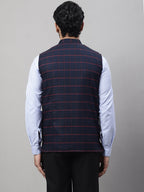 Even Apparels Men's Blue Nehru Jacket With Welt Pockets | Grocsy