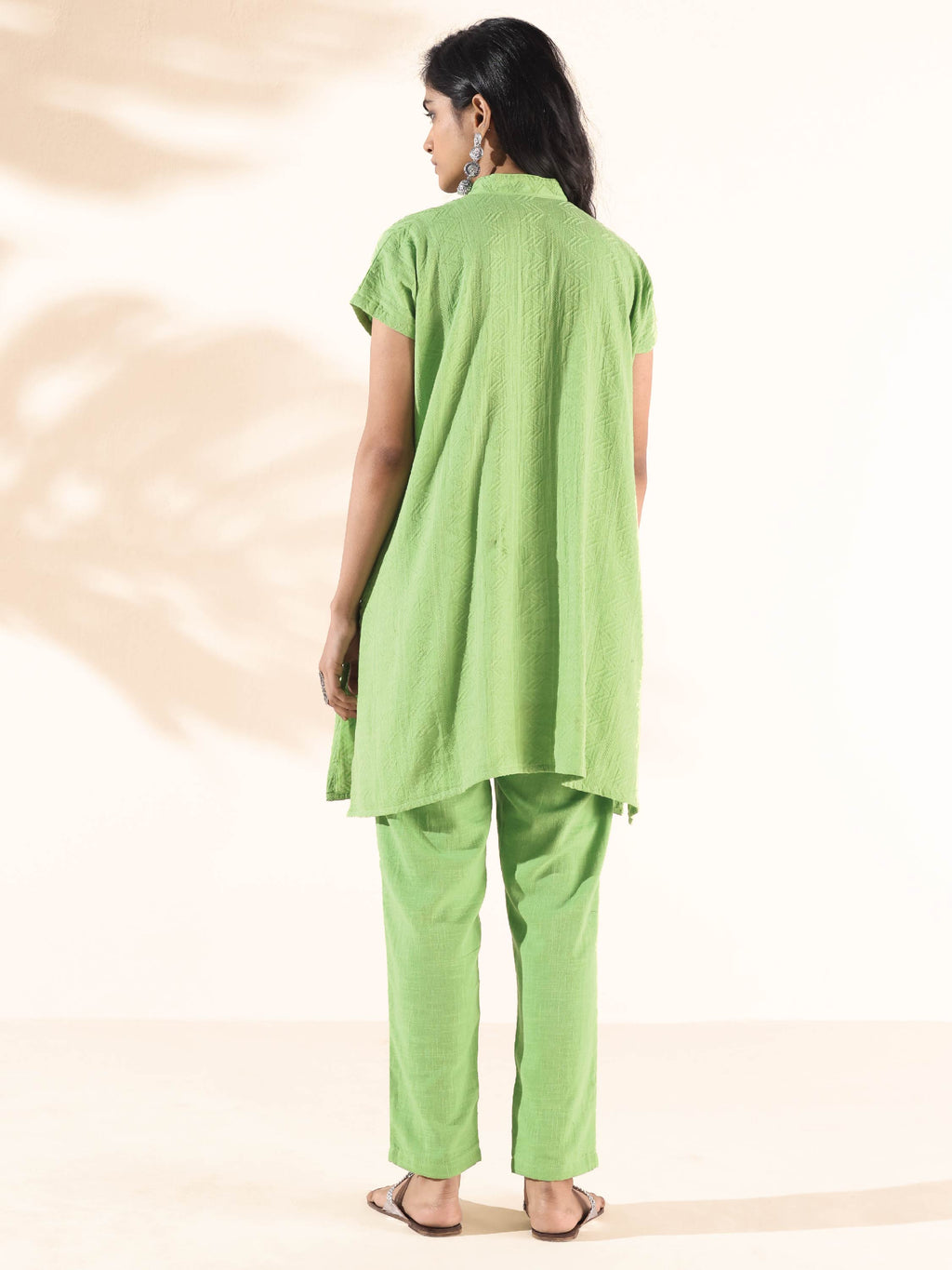 trueBrowns Green Cotton Dobby Shirt Co-ord Set | Grocsy