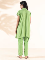 trueBrowns Green Cotton Dobby Shirt Co-ord Set | Grocsy